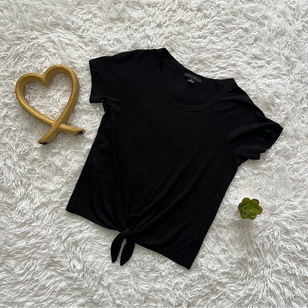 Sanctuary Black Tie-Front Tee